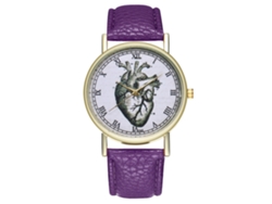 Reloj Unisex De Cuarzo Con Correa De Piel Sintética Y Números Romanos - Morado