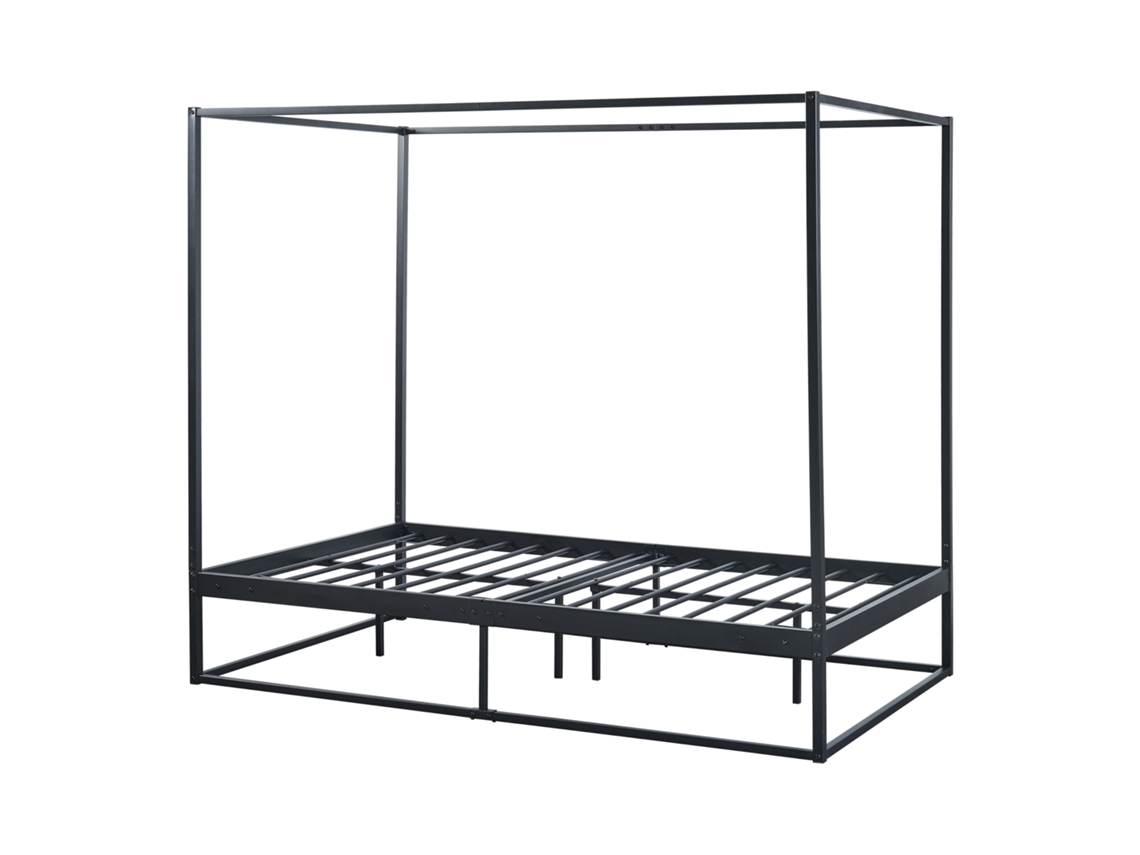Cama con Dosel Kristianstad [ES.CASA] Metal Negro (206x125x180cm)