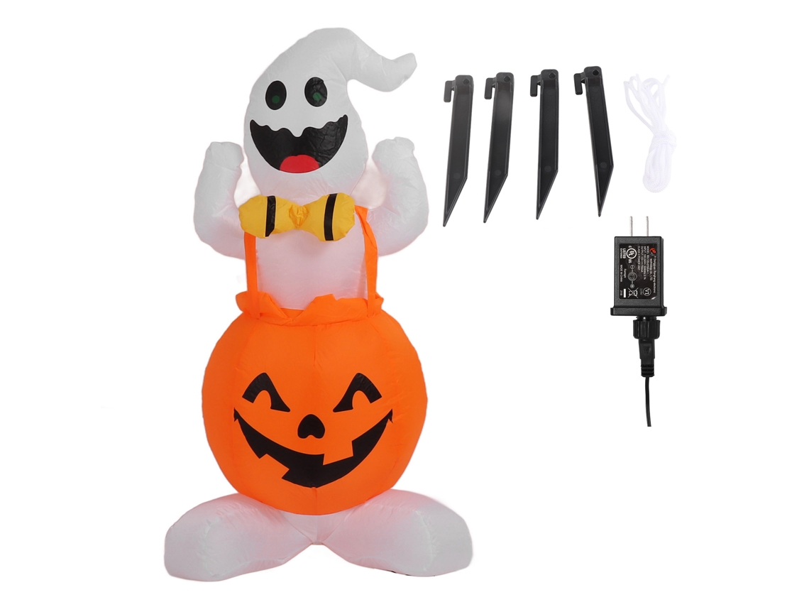 Decoración Hinchable Calabaza Fantasma Halloween Con Luz Led 4.1ft Plug Ee.uu. 100‑240v