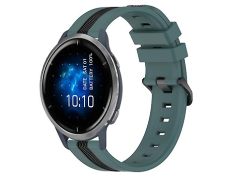 Correa para reloj Garmin Venu 2, 22mm, Vertical, bicolor, silicona, verde-negro VENISYMLIS