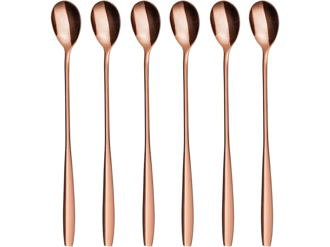 Juego de Cucharas para Latte Macchiato, 6 Piezas, 22 cm, Acero Inoxidable NEVEANCE