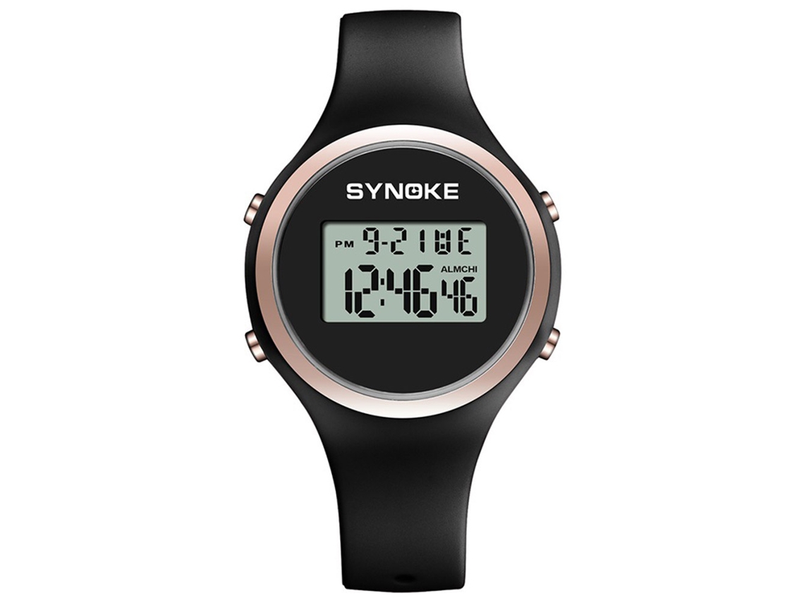 Reloj Deportivo Digital Synoke 9108 Negro, Resistente Al Agua (wr50m), De Silicona, Con Alarma Para Niños.