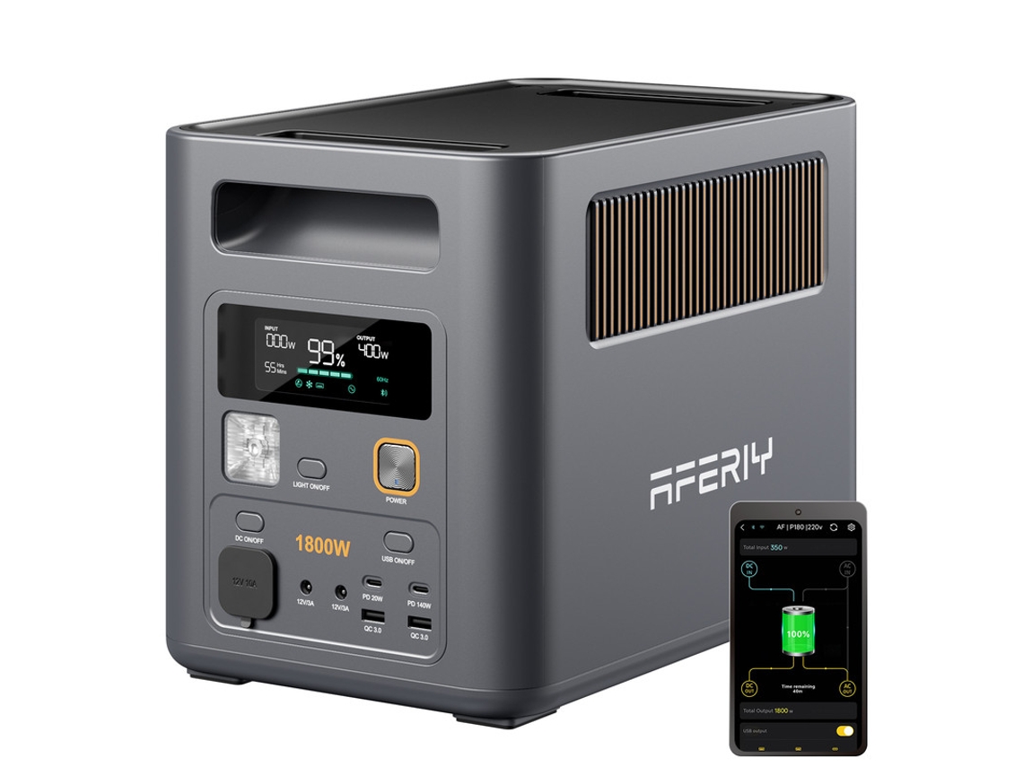 Aferiy Estación De Energía Portátil 1800w 1024wh Lifepo4 Ups Menos De 10ms Carga Rápida App Expandible Hasta 5120wh Pd140w