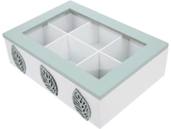 Caja De Almacenamiento De Té Con Compartimentos Y Tapa Transparente, Caja De Madera Con Compartimentos.