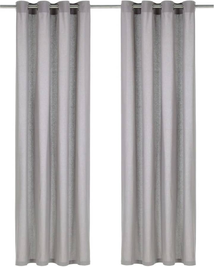 Cortinas VIDAXL con Anillas de Metal (Gris - 140x175 cm)