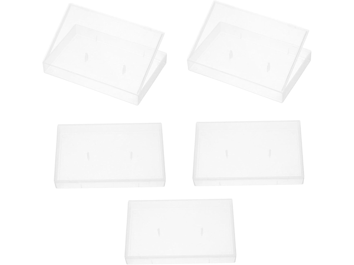 Juego de 5 cajas organizadoras de casetes transparentes con bordes cuadrados, duraderas, Gokoco