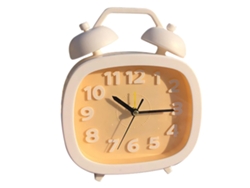 Reloj despertador con dos campanas potente DIY vertical para niños batería amarillo