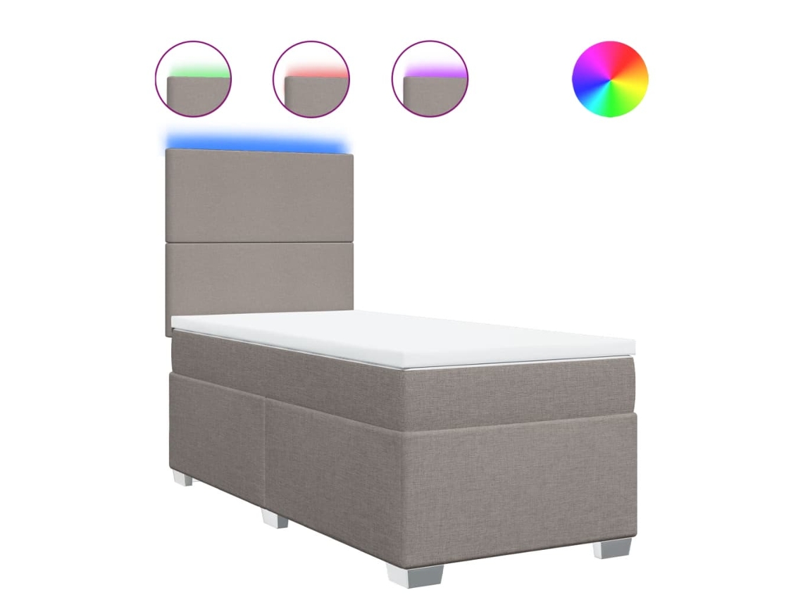 Maison Exclusive - Cama Box Spring Con Colchón Tela Gris Taupe 90x200 Cm