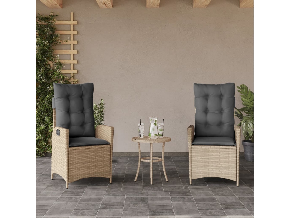 Sillas de jardín reclinables de 2 piezas DKD Home Decor con cojines beige combinados