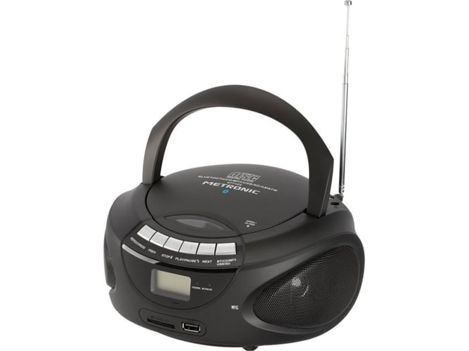 Radio Boombox c/ Lector CD METRONIC Boombox 477124 (Negro - Digital - AM/FM - Pilas y Corriente)