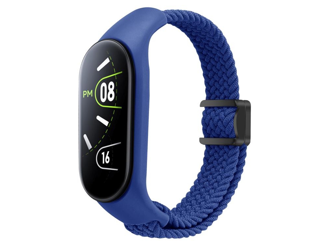 Capa Para Xiaomi Mi Band 7/6/5/4/3 - Fivela Magnética - Laço Trançado Integrado Azul