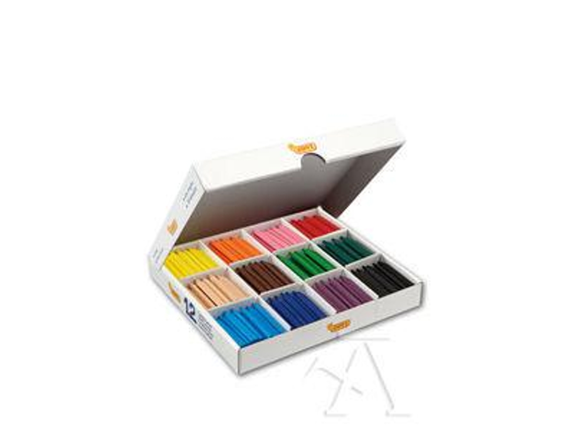Caja 300 Ceras Jovicolor Triwax 12 Colores Economy Pack