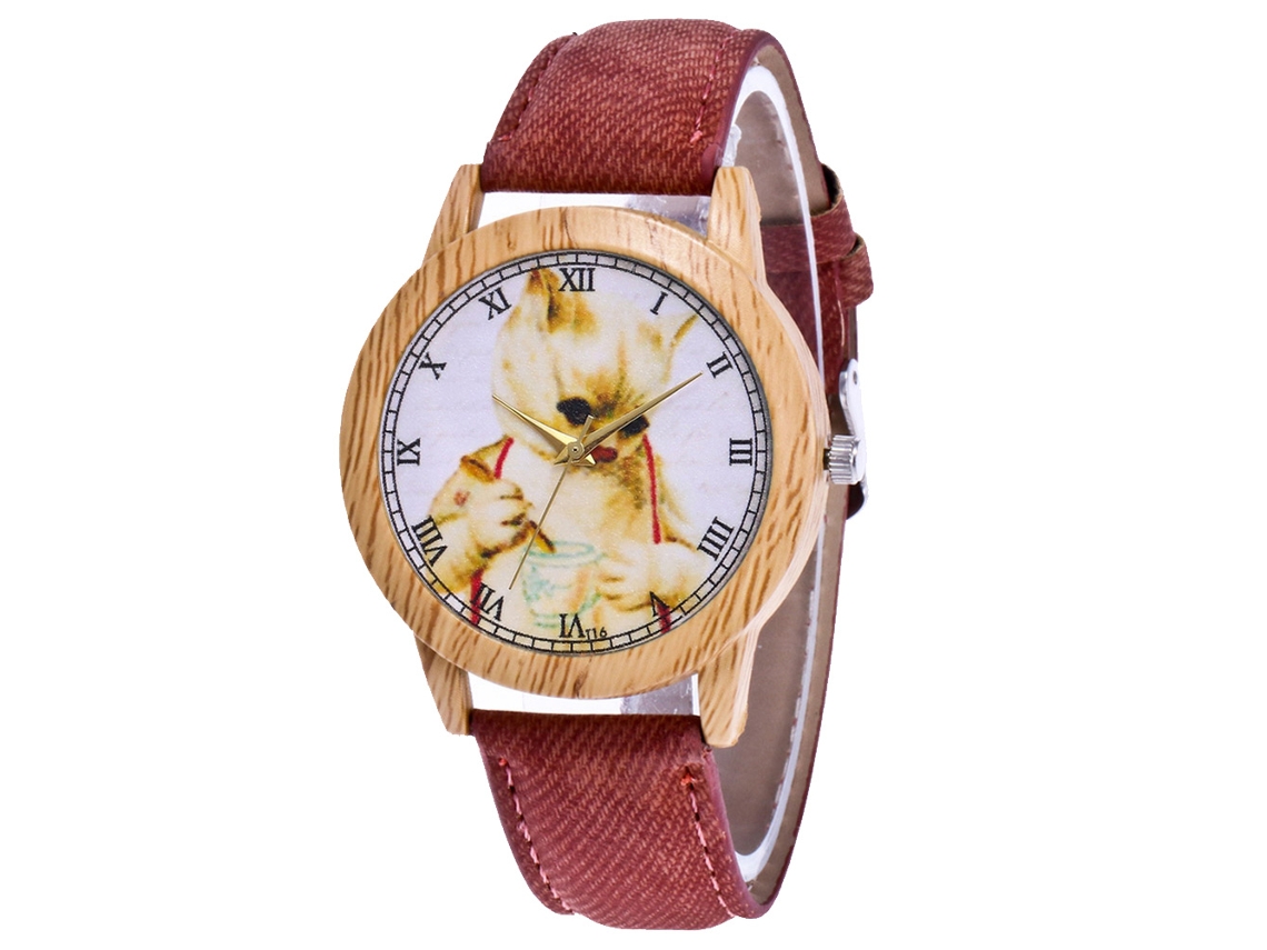 Reloj De Pulsera Casual De Cuarzo Para Mujer Yolako Con Esfera Redonda Y Correa De Piel Sintética Roja.