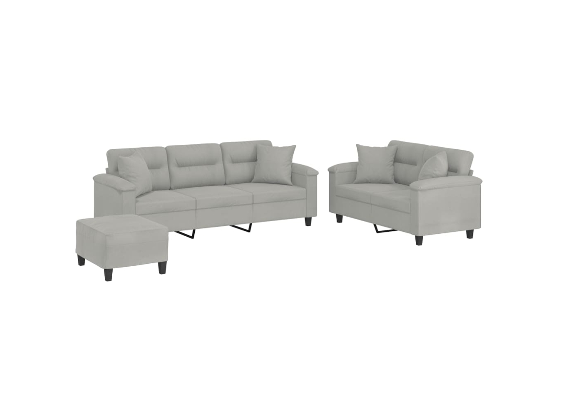 Maison Exclusive - Juego De Sofás Con Cojines 3 Piezas Tela Microfibra Gris Claro