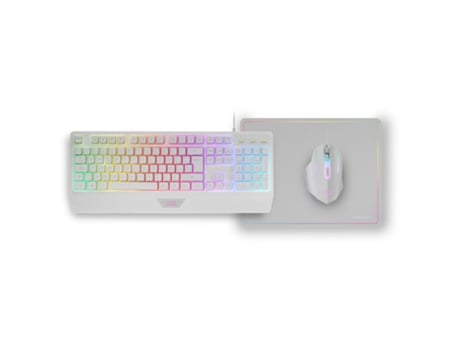 Teclado LED RGB Ratón RGB 3200DPI Alfombrilla Español MARS GAMING MCP124 Combo 3 en 1 Blanco