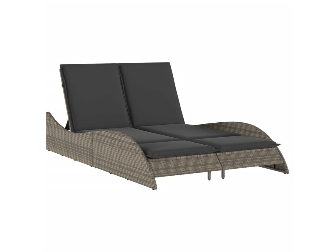 Chaise longue de mimbre gris con cojines MAISON EXCLUSIVE (114x205x73 cm)