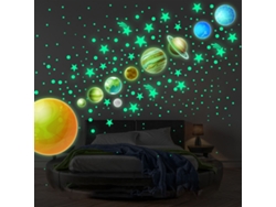 Pack de 435 Pegatinas Luminosas, Pegatinas de Pared con Sistema Solar y 9 Planetas, Pegatinas para Habitaciones Infantiles y Estrellas Luminosas
