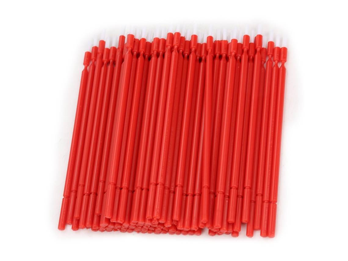 100 Cepillos Micro Aplicadores Dentales Desechables Com Palos Flexibles (vermelho)