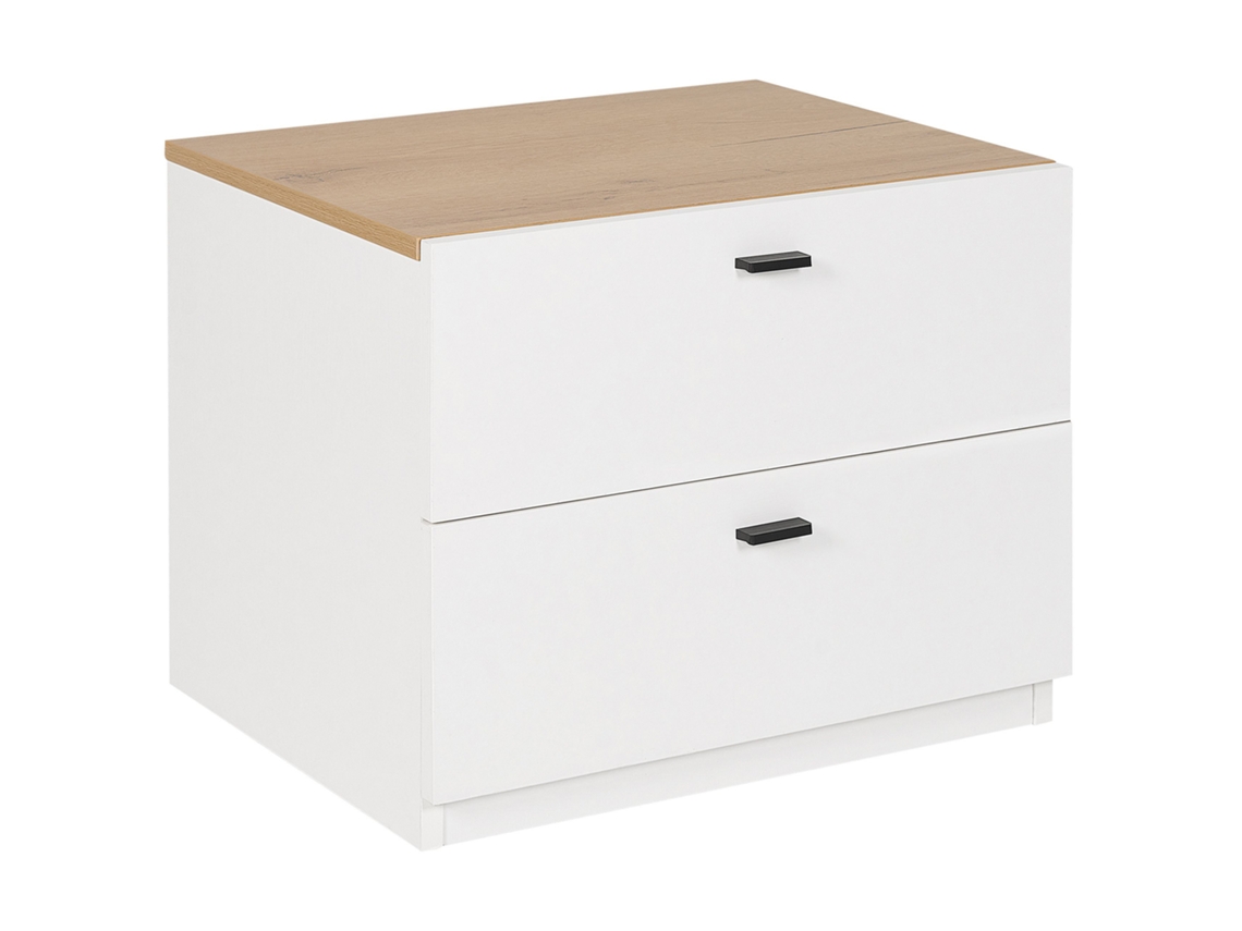 Mesa de noche de 2 cajones BELIANI Edison de MDF, Tablero de partículas Blanco 52x39x43
