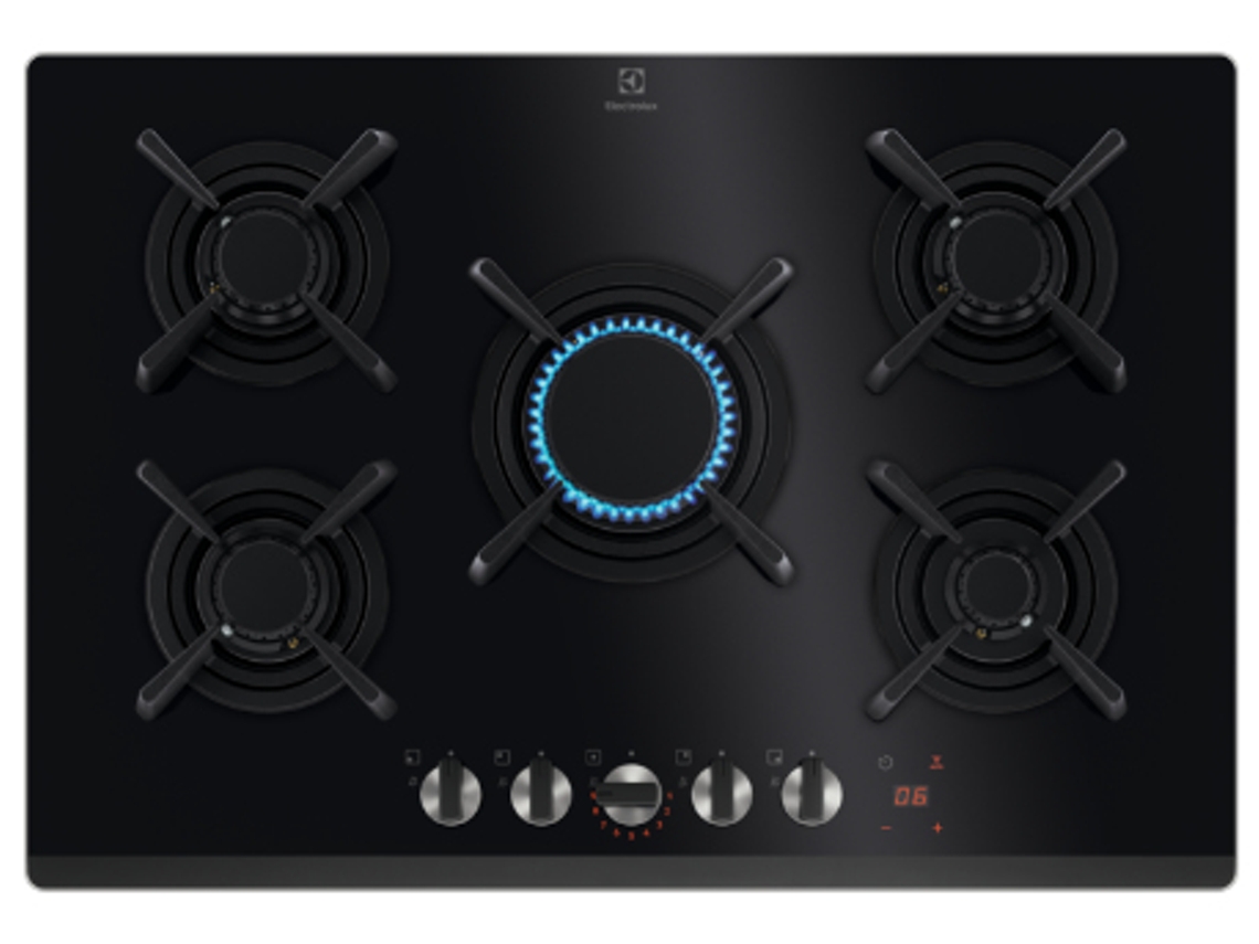 Placa de Encimera de gas de Encastre ELECTROLUX (740 mm - Negro)