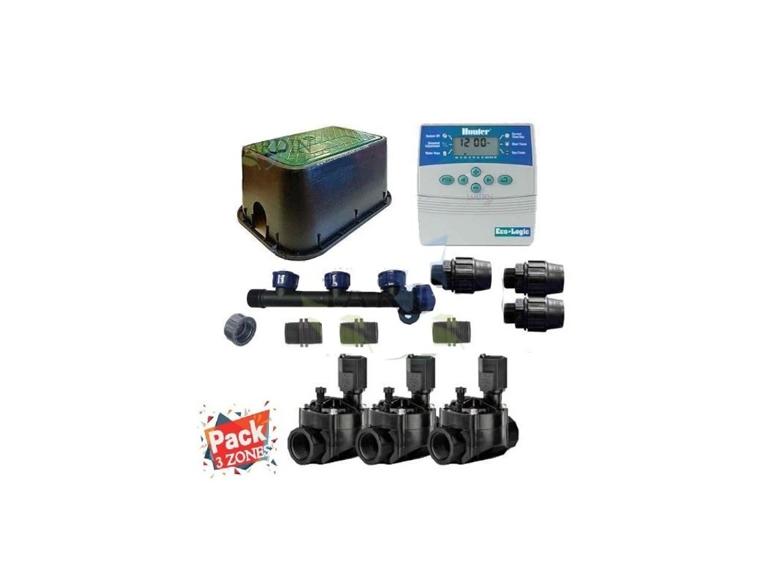 Kit Riego Automático 3 Zonas para Riego Electrico Conjunto de Temporizador Electroválvulas Accesorios de Instalación SUINGA