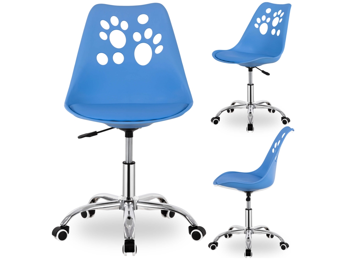 Silla de oficina infantil ergonómica giratoria Springos con ajuste de altura en azul