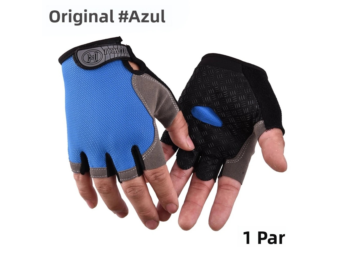 (azul Estándar M) Guantes De Ciclismo Unisex, Antideslizantes, Amortiguadores, Diseño De Medio Dedo, Acolchado De Gel.