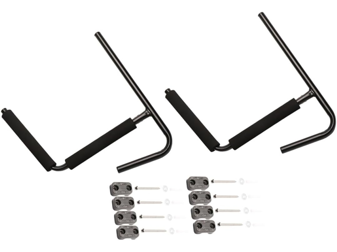 Juego de 2 ganchos de pared de metal negro, para uso interior/exterior.
