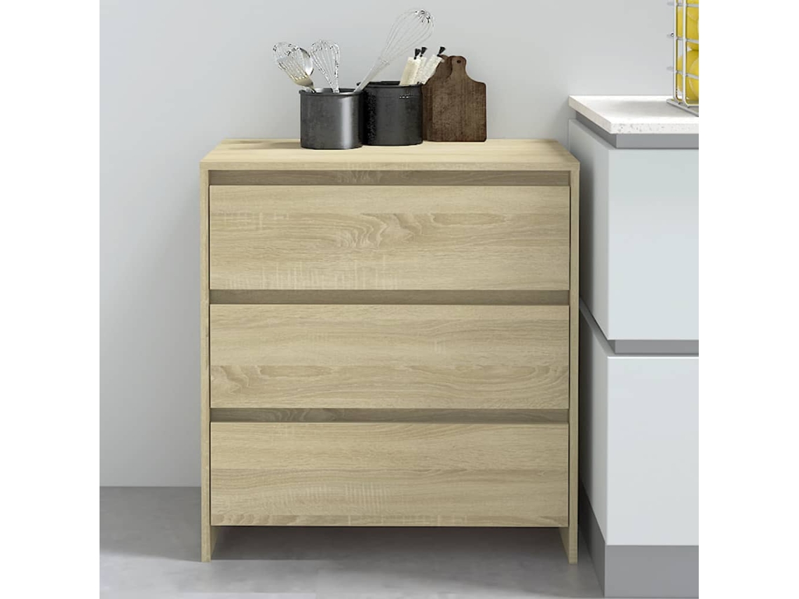 Aparador De Madera Contrachapada Roble Sonoma 70x41x75 Cm
