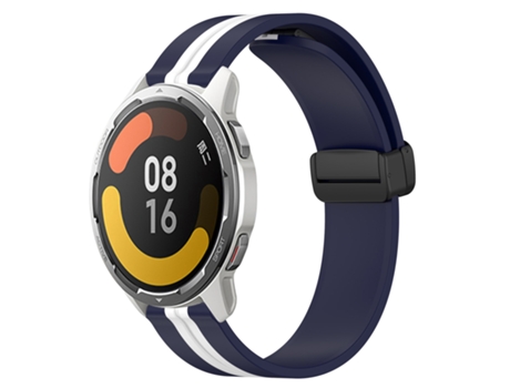 Correa de reloj inteligente para Xiaomi MI Watch Color 2 22 mm Correa de reloj de silicona con cierre magnético plegable (azul medianoche + blanco)