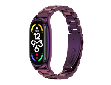 Correa de reloj inteligente para Xiaomi Mi Band 7/7 NFC MIJOBS Correa de reloj de metal y acero inoxidable con tres cuentas (púrpura)