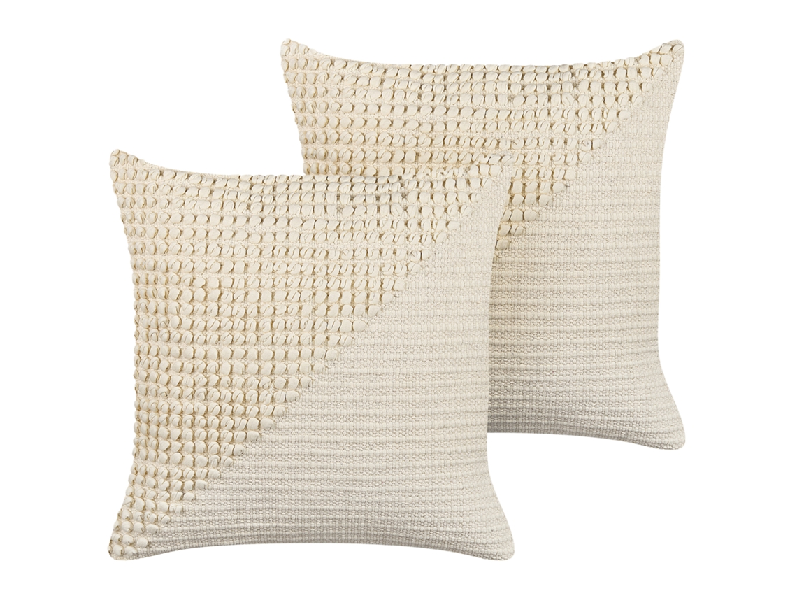 Juego de cojines decorativos BELIANI Pellaea de Algodón Beige 45x45x14