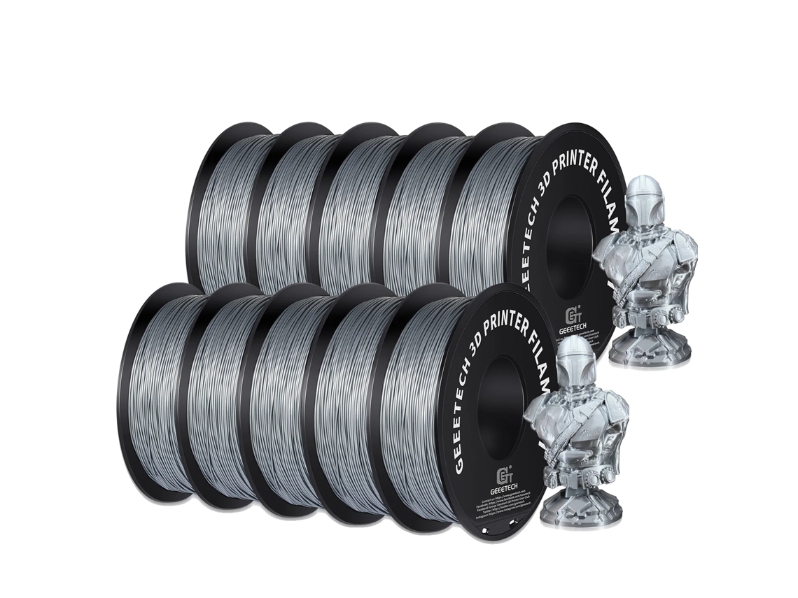 Filamento PLA para impresora 3D, duradero y ecológico, compatible con impresoras FDM, color plateado OEM.