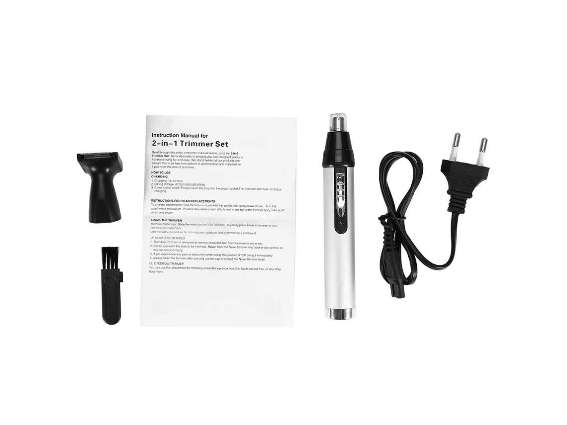 Kemei Cortador Eléctrico Portátil 2 En 1 Para Barba, Nariz, Oídos, Cejas Y Pelo Hombre Seguro Ue