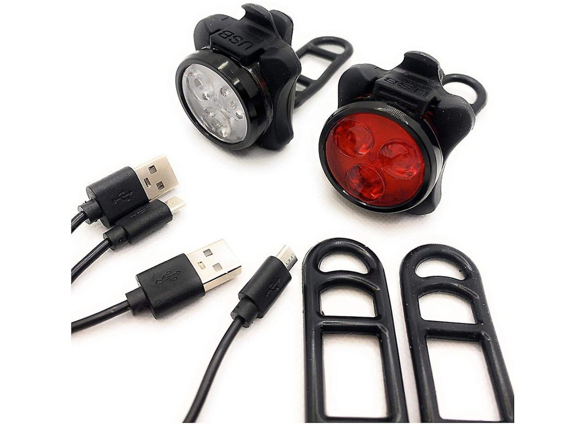 Conjunto Luz Bicicleta Frontal/trasera Ipx8 Mtb/carretera Negra Yizhood