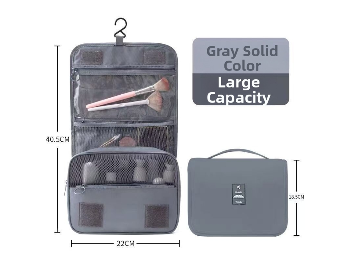 Neceser De Viaje Plegable Y Portátil Con Gancho Digitallab (gris)