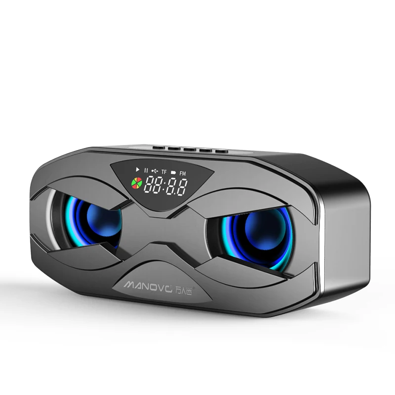 Altavoz Bluetooth (negro), Sonido Envolvente 6d Para El Hogar, Con Reloj Led Y Luces Llamativas, Radio Fm.