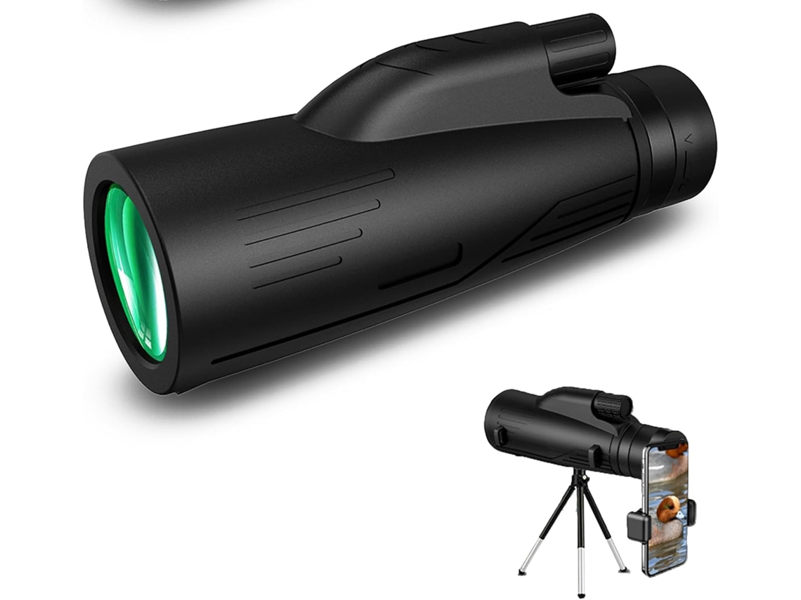Telescopio monocular JYTGALX HD con prisma Bak 4 para smartphone y lente FMC para observación de aves, acampada, senderismo y viajes (negro)