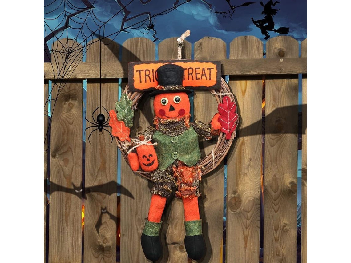Decoración De Puerta De Halloween Con Calabaza Y Vino De Arce.