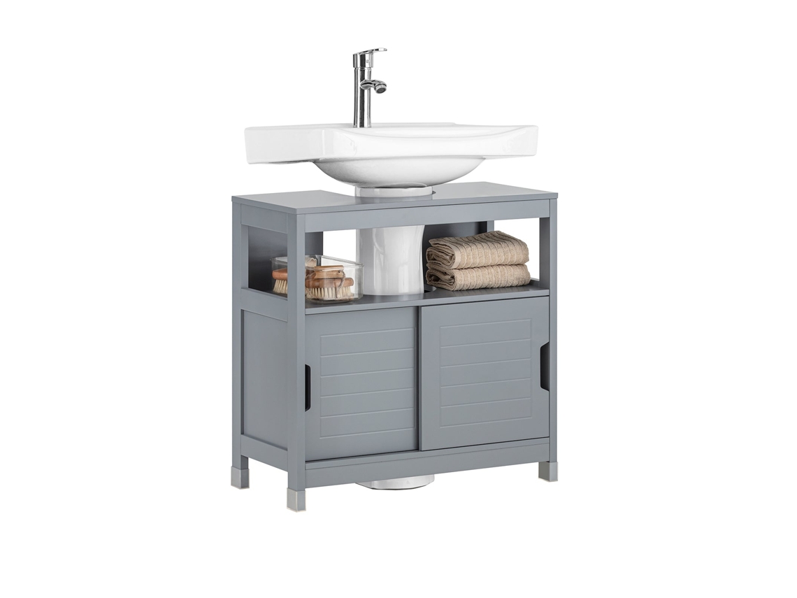 Mueble Para Debajo Del Lavabo Frg128-Ii-Sg Con 1 Estante Y 2 Puertas Correderas SOBUY