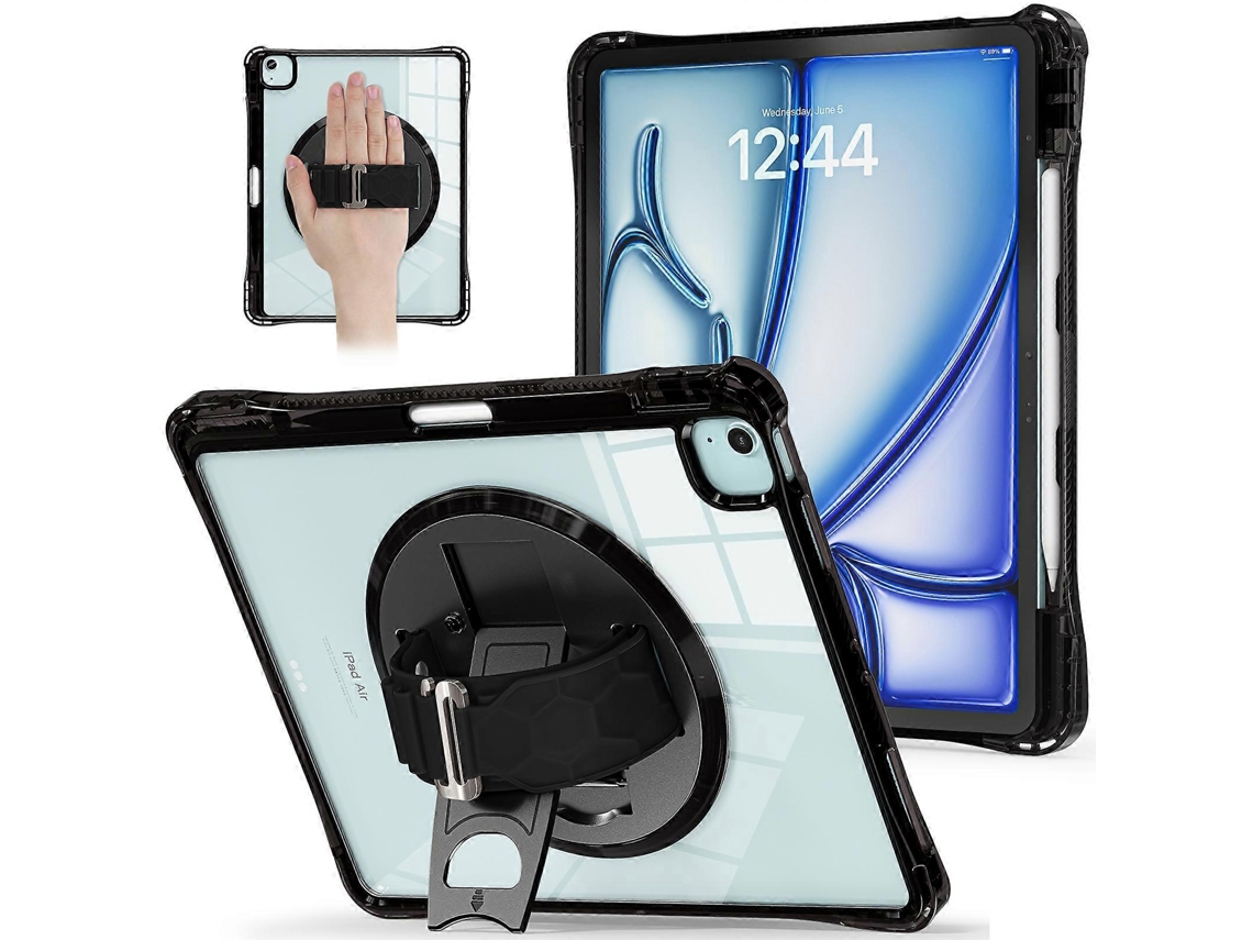 Para iPad Air 13 (2024) Pro 12.9 (2022) (2021) (2020) (2018) Capa trasera de acrílico transparente de PC TPU, color negro Hengrongshen (2025)