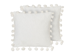 Cojines hechos a mano con borlas BELIANI Jasmine de Poliéster Blanco 45x45x15