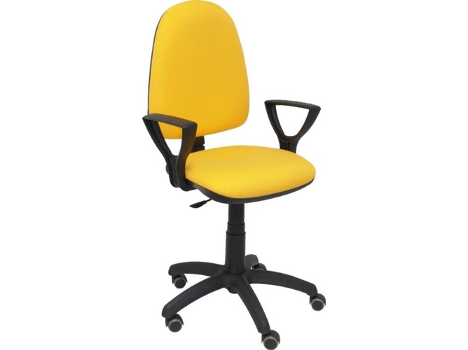 Silla de Escritorio Operativa PYC Ayna Amarillo BF RP con ruedas antiarañazos (Brazos Fijos - Tejido)