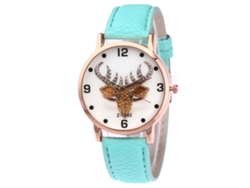 Reloj De Cuarzo Unisex Con Correa De Cuero Pu, Dial De Alce, Zhoulianfa (menta)