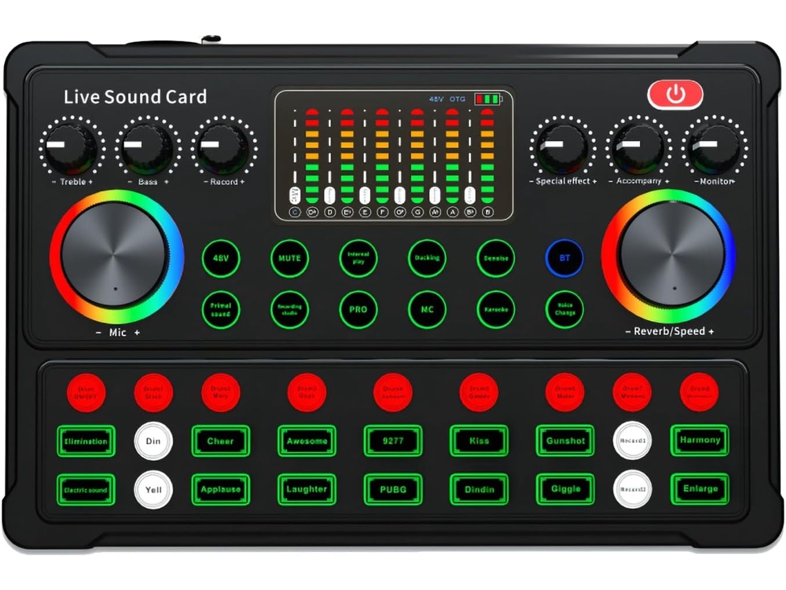 Tarjeta De Sonido Bluetooth M3 Rgb Led, Mezclador De Audio Externo No Compatible, Reducción De Ruido