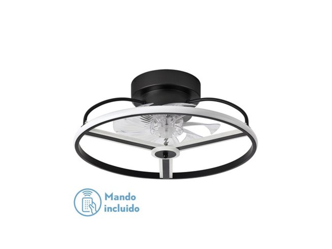 Ventilador 60w Dc Bora Negro 8 Aspas Transp. 18x50x50cm 6 velocidades 3 Colores con remoto, Memoria, Temporizador Y regulador de FABRILAMP