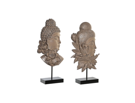 Figura Decorativa DKD HOME DECOR 23 x 8 x 42 cm Negro Marrón Buda Oriental (2 Unidades)