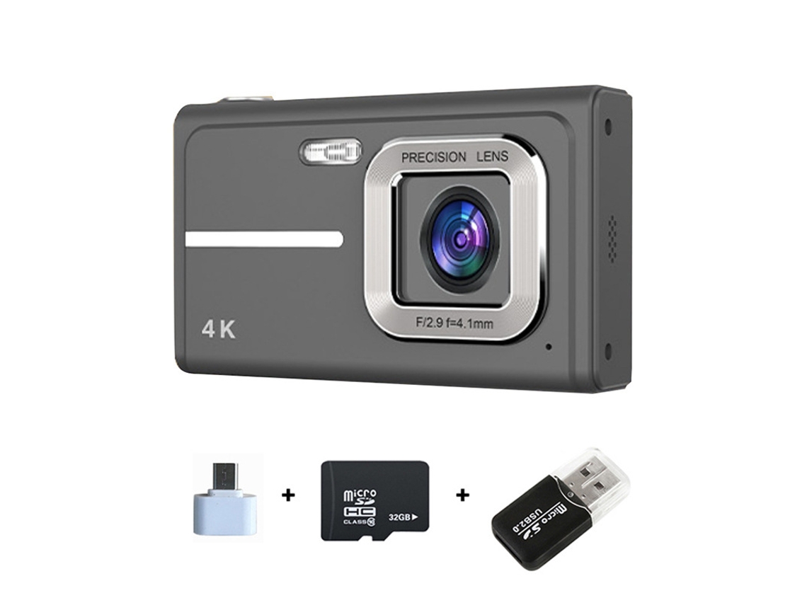 Câmera Digital 4k Hd Zoom 16x Autofoco Câmera Ccd De Tela De 2.4 Polegadas 32g Preta 