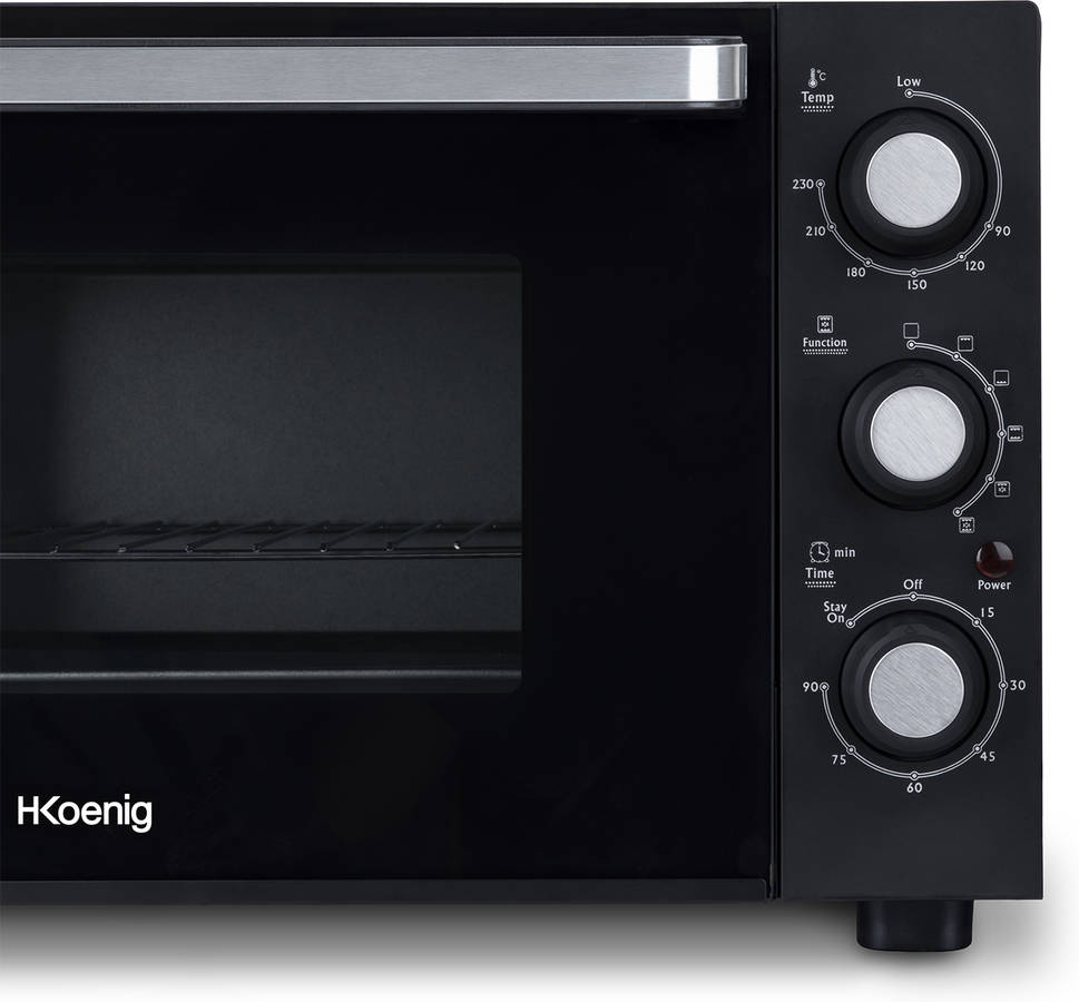 H.koenig Fo30 Horno sobremesa capacidad de 30 litros 1500 w 6 modos luz interior mini negro hkoenig 30l 1500w