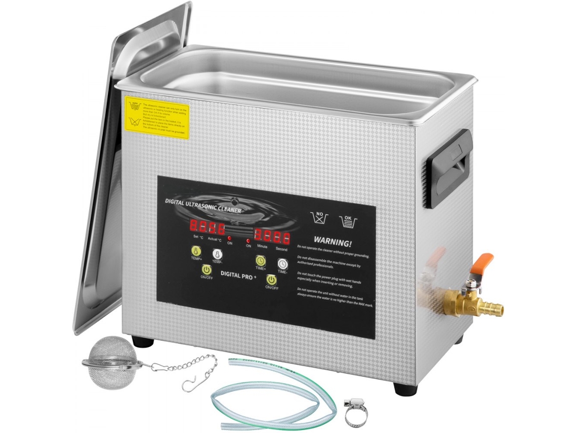 Máquina de limpieza ultrasónica digital de 6L con calefacción, temporizador y cesta Tekmaquinas
